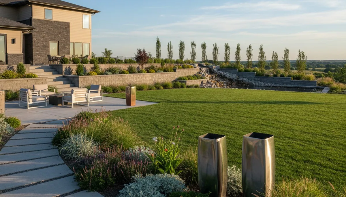 Landscaping team serving Omaha, NE on a residential yard project